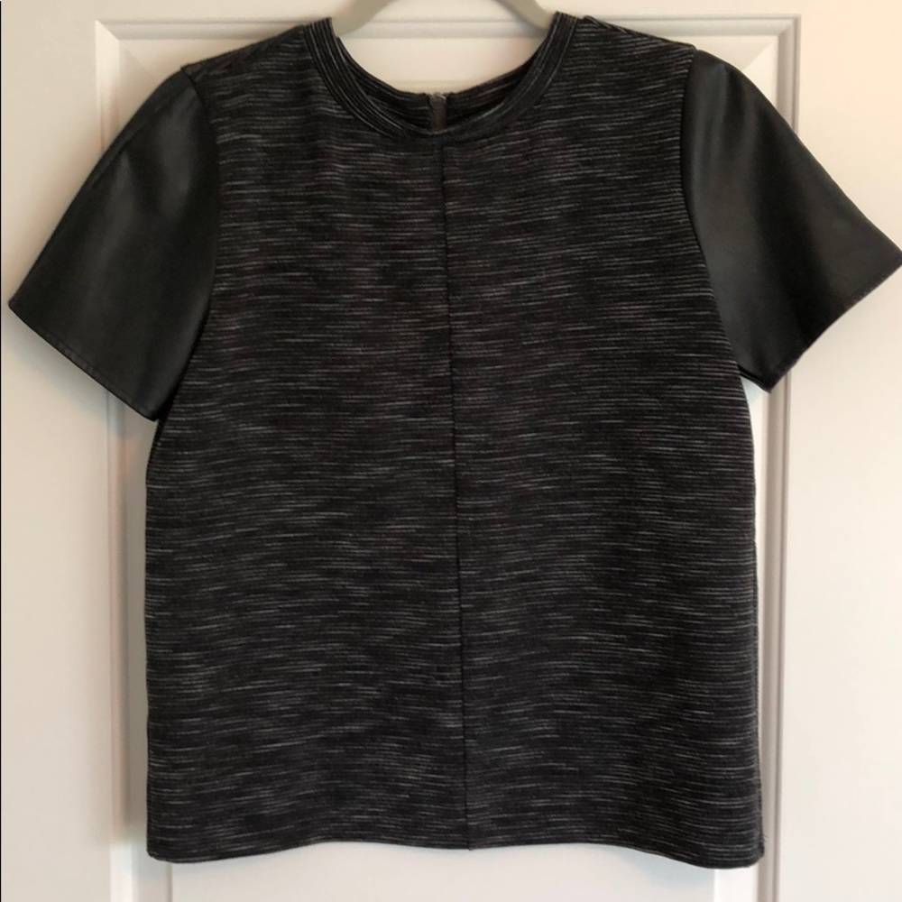 LOFT Shirt with faux leather sleeves